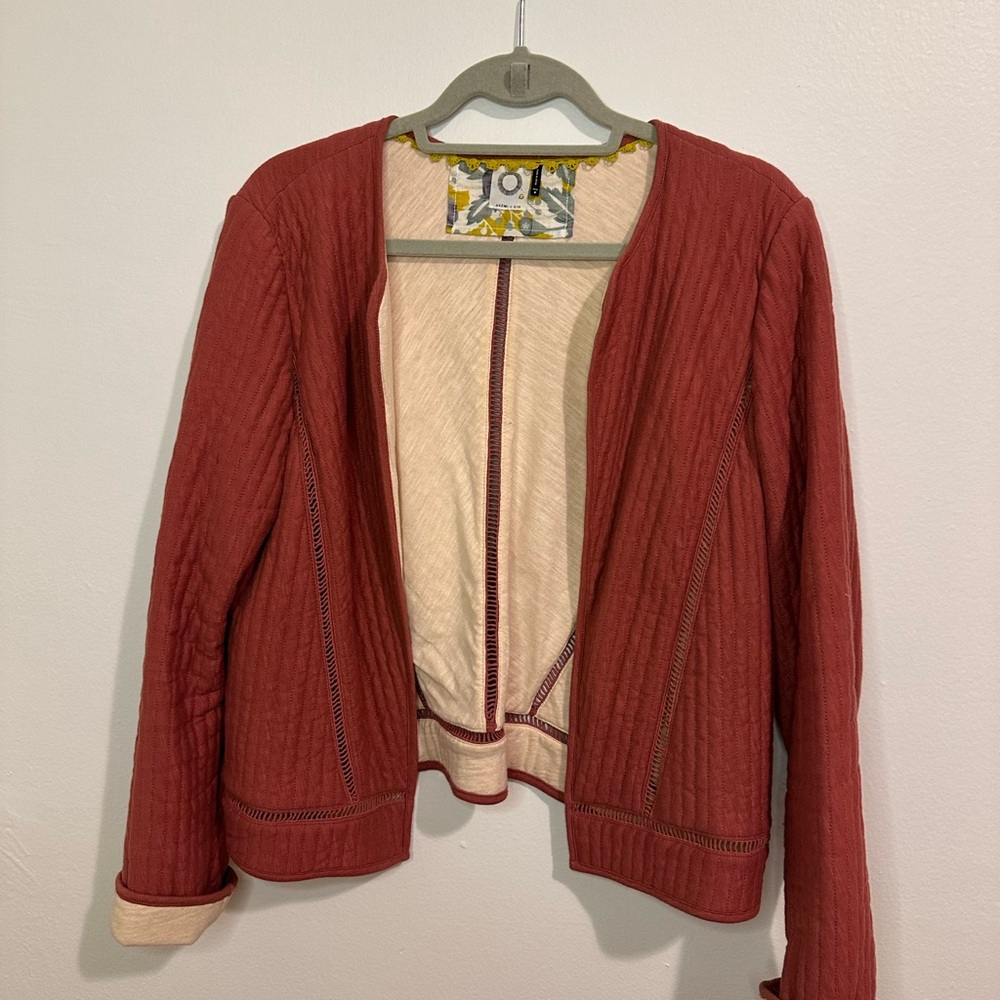 Free People Red Quilted Cardigan